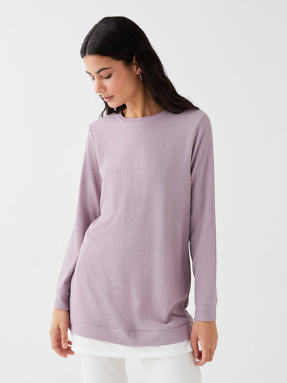 Crew Neck Plain Long Sleeve Women's Tunic