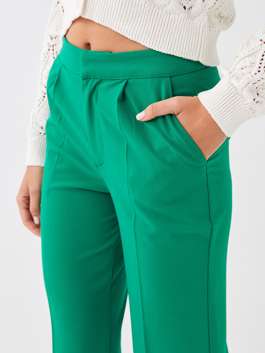 Standard Fit Plain Crepe Women's Trousers