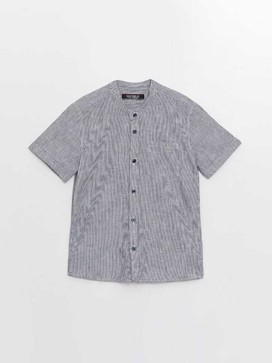 Judge Collar Striped Short Sleeve Boys' Shirt