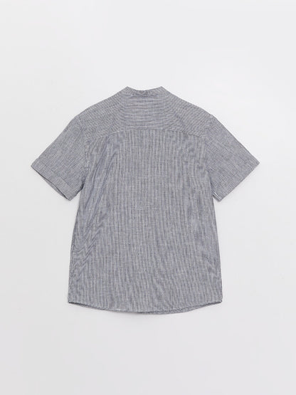 Judge Collar Striped Short Sleeve Boys' Shirt