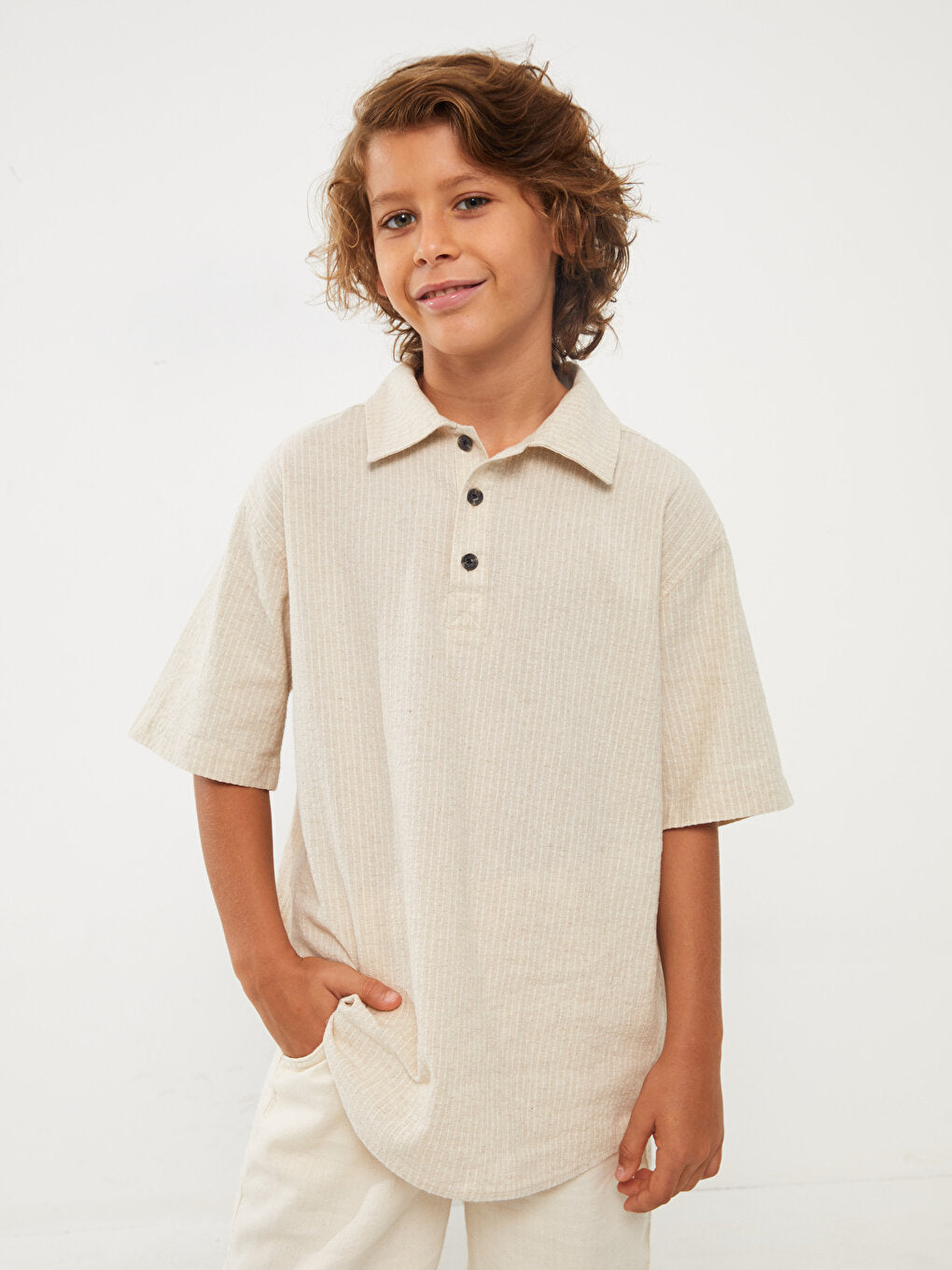 Comfortable Fit Linen Blend Boy's Shirt