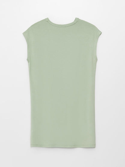 Women's Crew Neck Plain Sleeveless Tunic