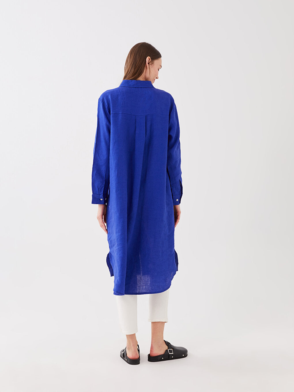 Plain Long Sleeve Linen Women's Shirt Tunic