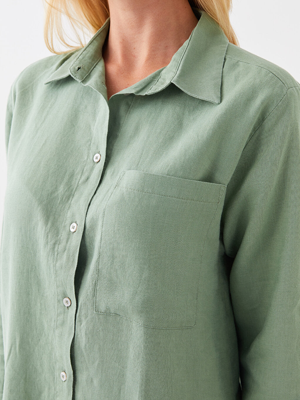 Plain Long Sleeve Linen Women's Shirt Tunic