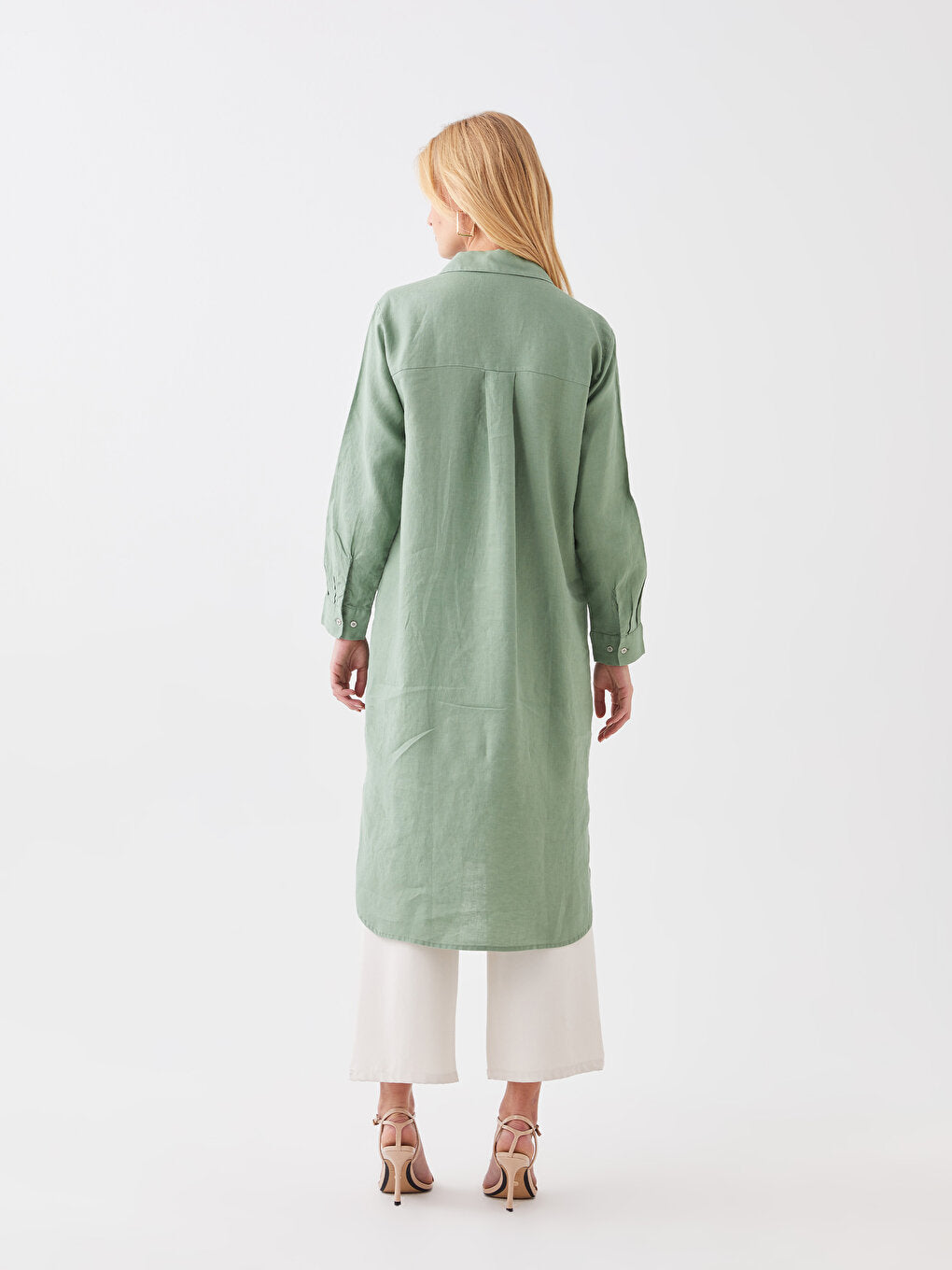 Plain Long Sleeve Linen Women's Shirt Tunic