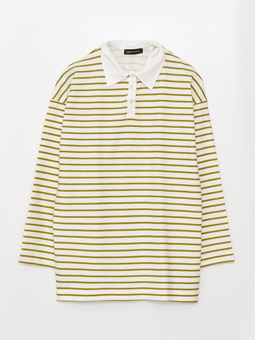 Polo Neck Striped Long Sleeve Women's Tunic