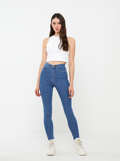 High Waist Skinny Fit Women's Jean Trousers