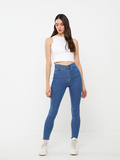 High Waist Skinny Fit Women's Jean Trousers