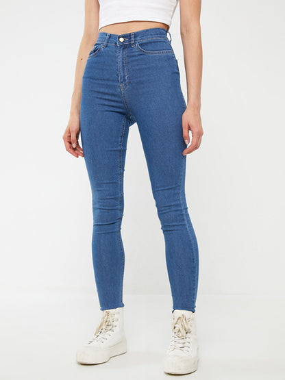 High Waist Skinny Fit Women's Jean Trousers