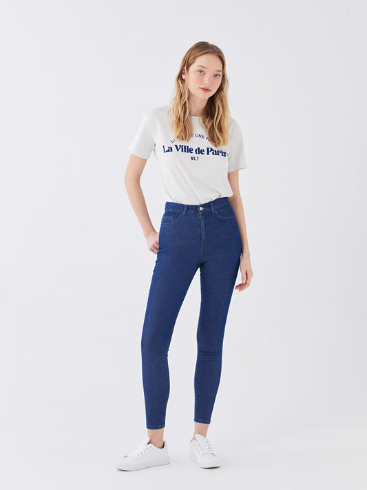 High Waist Slim Fit Women's Jean Trousers