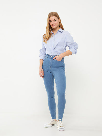 High Waist Slim Fit Women's Jean Trousers