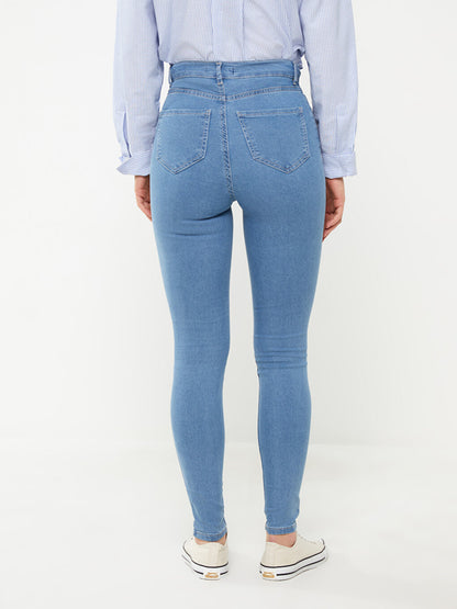 High Waist Slim Fit Women's Jean Trousers