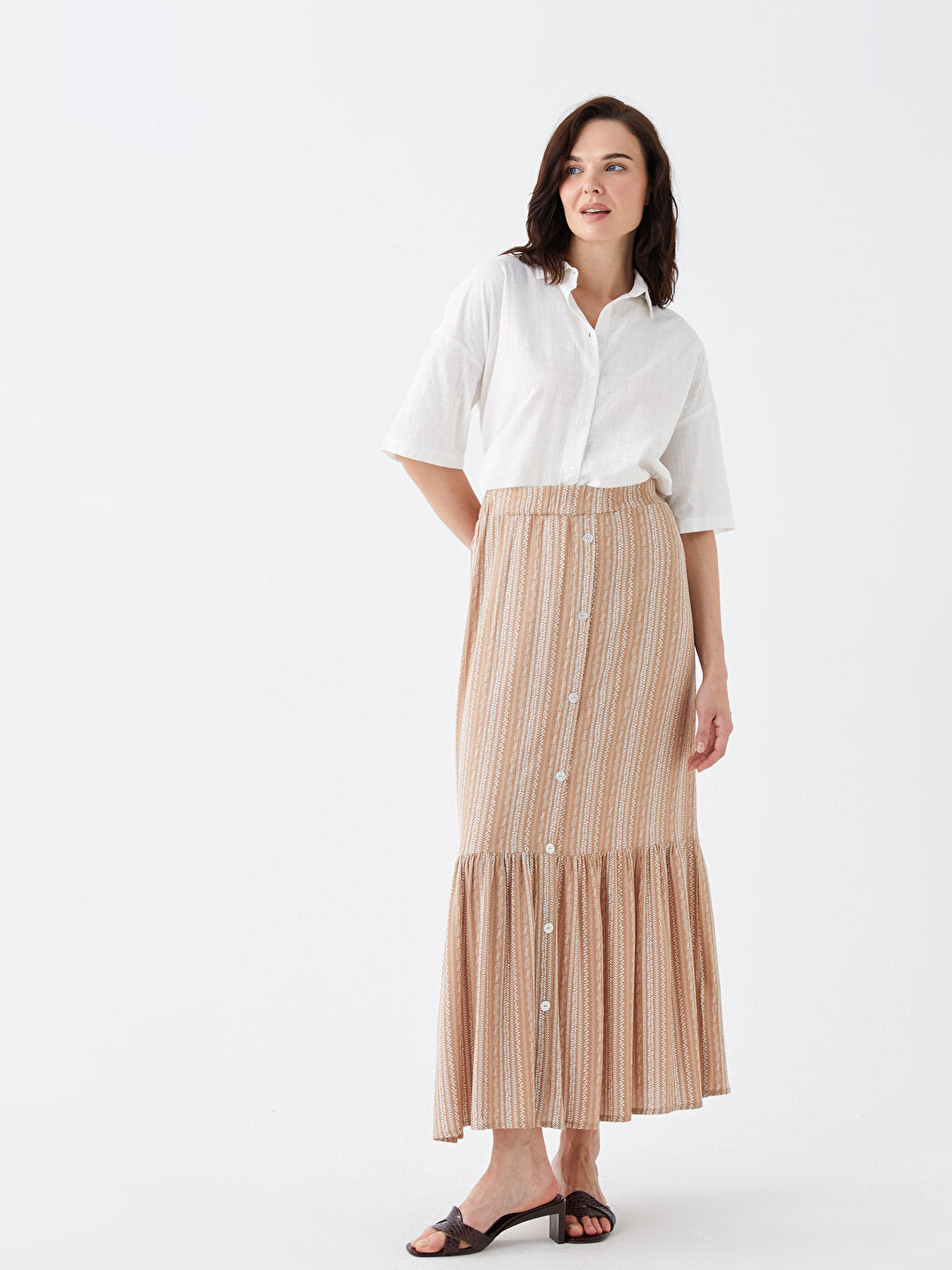 Patterned A-Line Women's Skirt with Elastic Waist