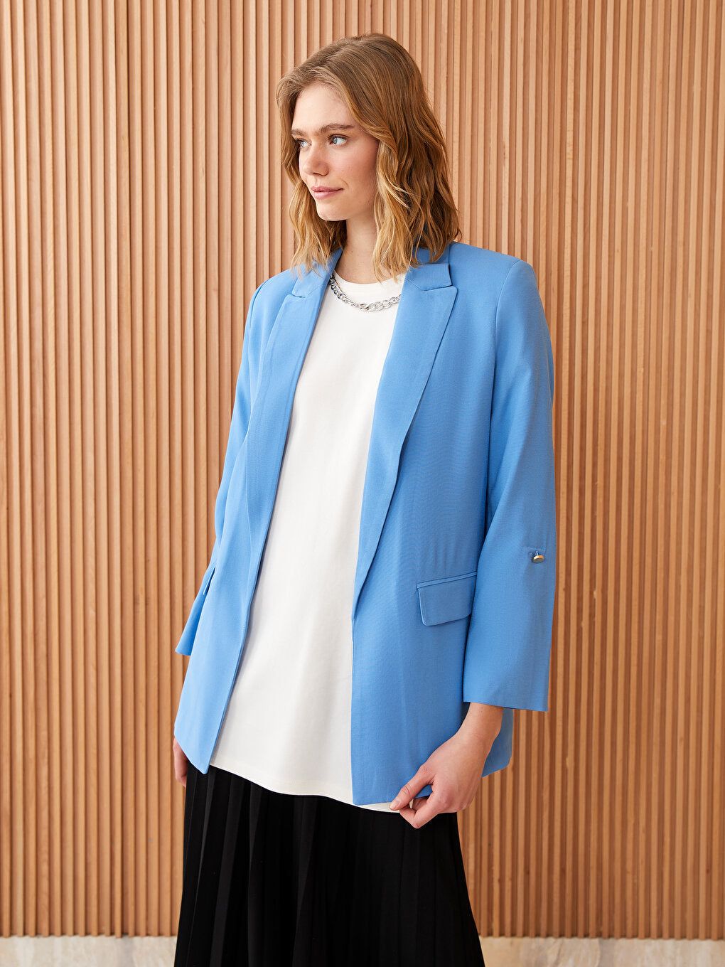 Plain Long Sleeve Women's Blazer Jacket