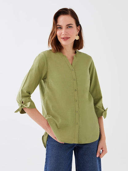 Loose Collar Plain Women's Shirt