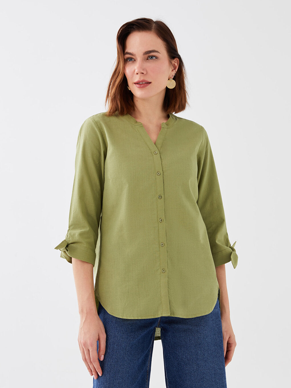 Loose Collar Plain Women's Shirt