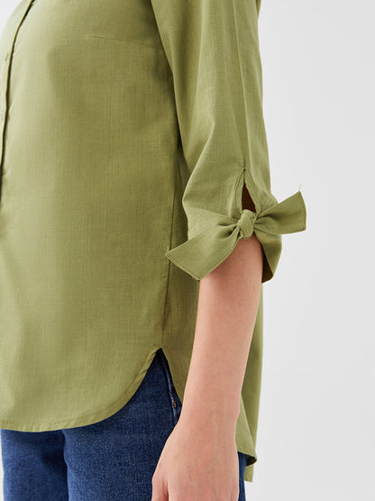 Loose Collar Plain Women's Shirt