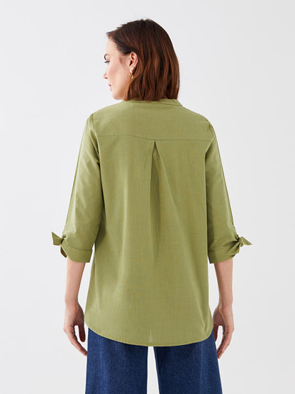 Loose Collar Plain Women's Shirt