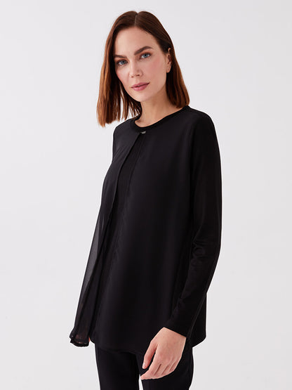 Crew Neck Plain Long Sleeve Women's Tunic