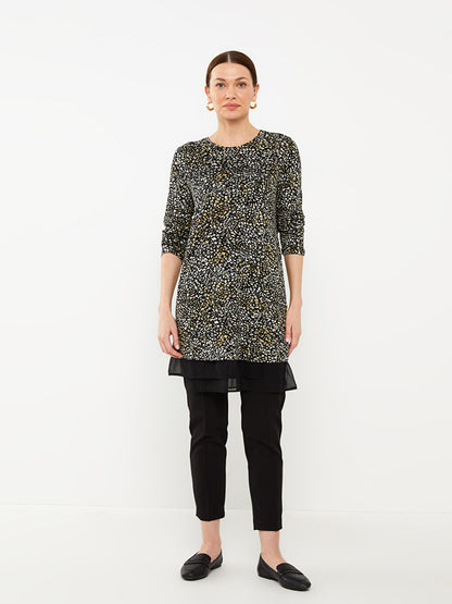 Crew Neck Patterned Long Sleeve Women's Tunic