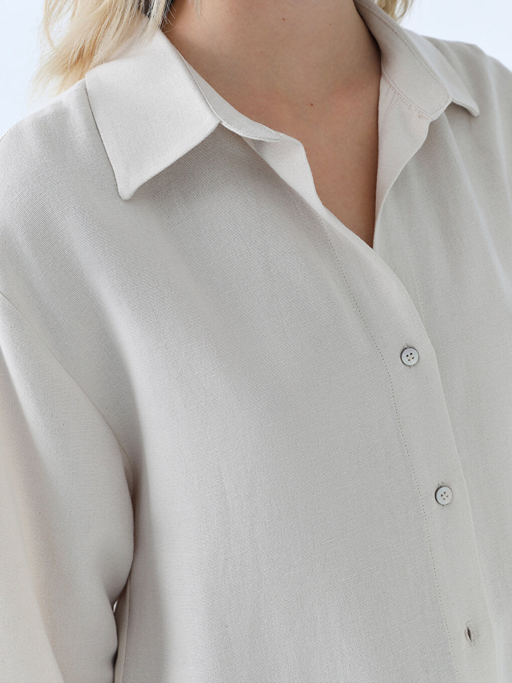 Plain Short Sleeve Oversize Linen Blend Women's Shirt