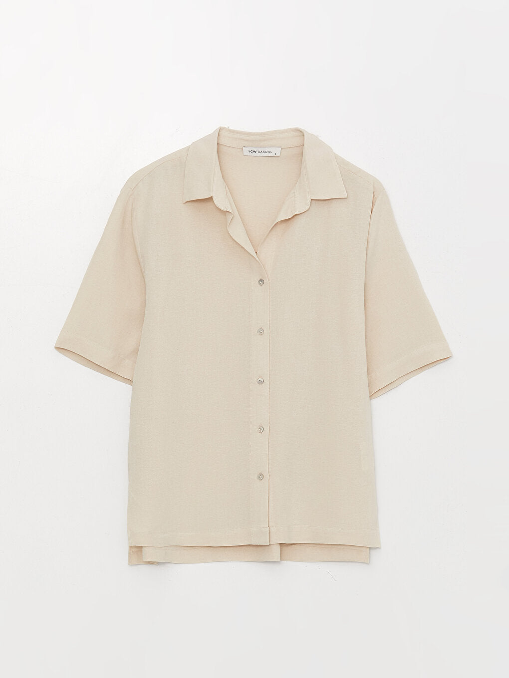 Plain Short Sleeve Oversize Linen Blend Women's Shirt