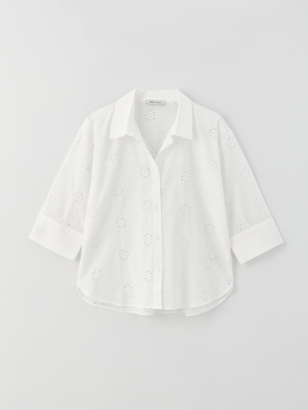 Self Patterned Oversize Embroidery Women's Shirt