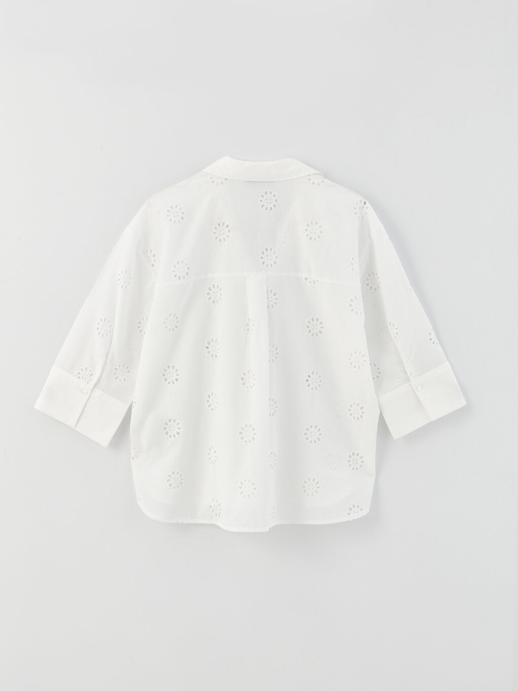 Self Patterned Oversize Embroidery Women's Shirt