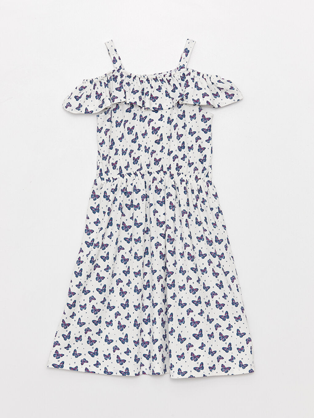 Square Neck Patterned Girl's Dress