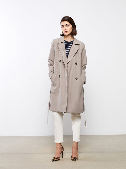 Jacket Collar Plain Long Sleeve Women's Trench Coat