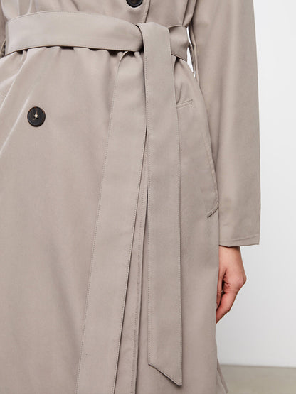 Jacket Collar Plain Long Sleeve Women's Trench Coat