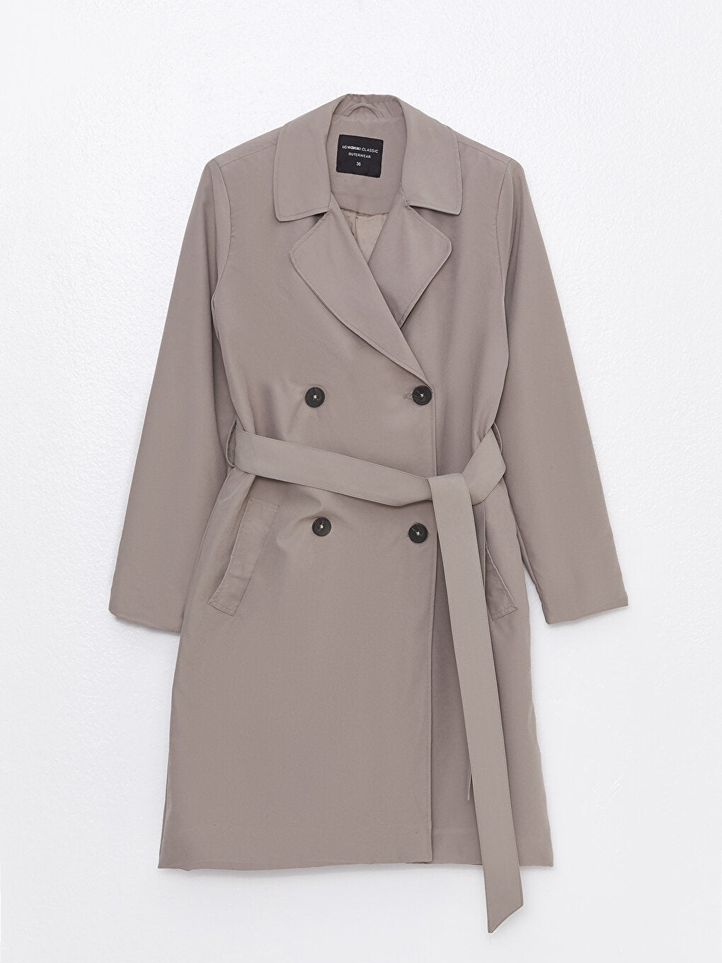 Jacket Collar Plain Long Sleeve Women's Trench Coat