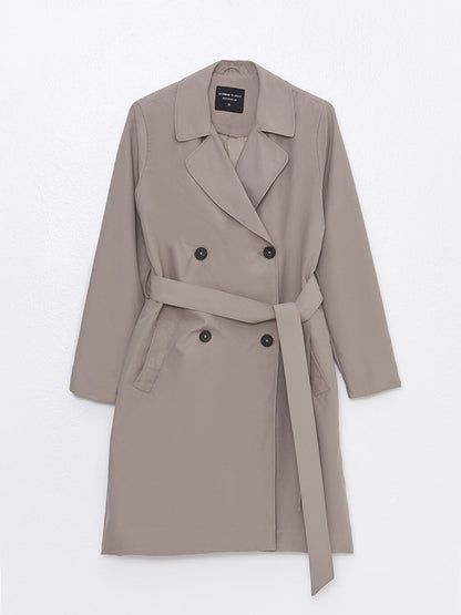 Jacket Collar Plain Long Sleeve Women's Trench Coat