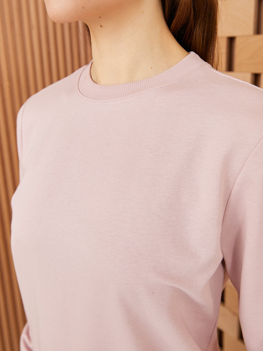 Crew Neck Plain Long Sleeve Women's Sweatshirt Tunic