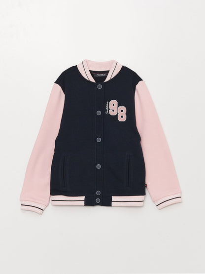 Embroidered Long Sleeve Girls' College Jacket