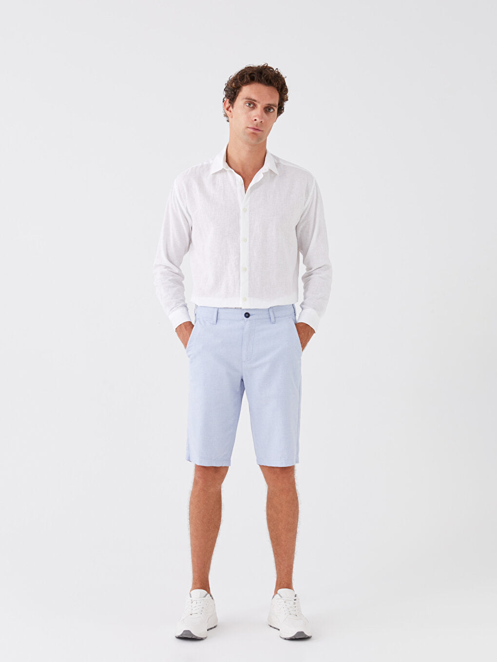 Standard Fit Linen Blend Men's Bermuda Shorts