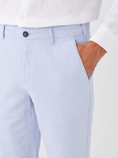 Standard Fit Linen Blend Men's Bermuda Shorts