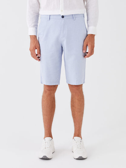 Standard Fit Linen Blend Men's Bermuda Shorts