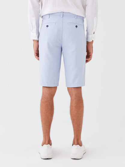 Standard Fit Linen Blend Men's Bermuda Shorts