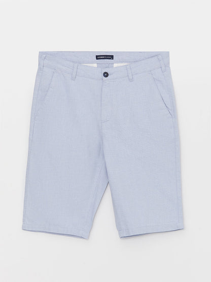 Standard Fit Linen Blend Men's Bermuda Shorts