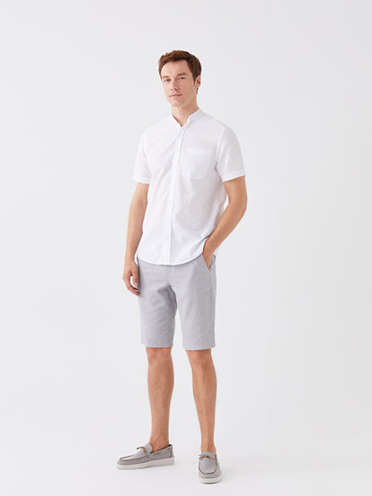 Standard Fit Linen Blend Men's Bermuda Shorts