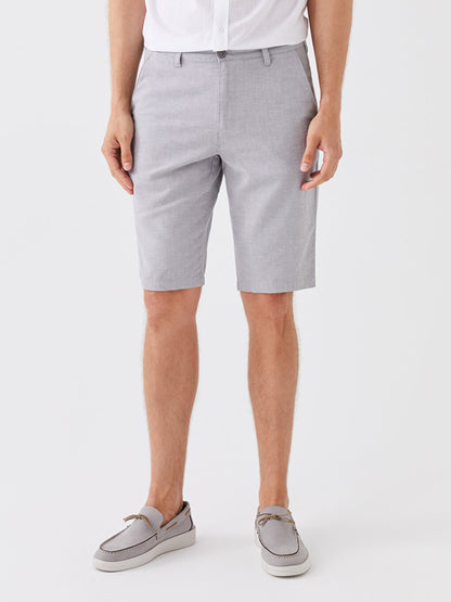 Standard Fit Linen Blend Men's Bermuda Shorts