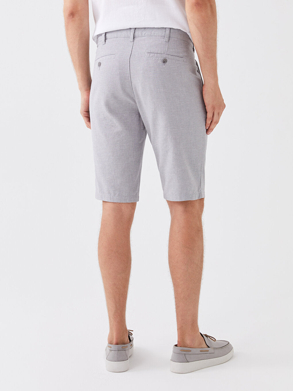 Standard Fit Linen Blend Men's Bermuda Shorts