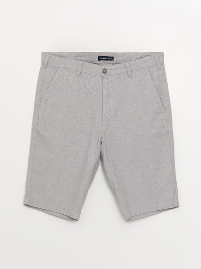 Standard Fit Linen Blend Men's Bermuda Shorts