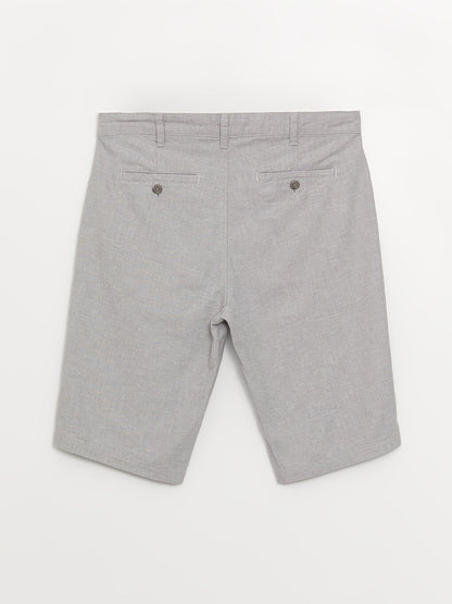 Standard Fit Linen Blend Men's Bermuda Shorts