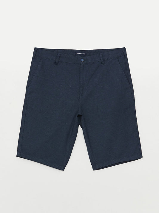 Standard Fit Linen Blend Men's Bermuda Shorts