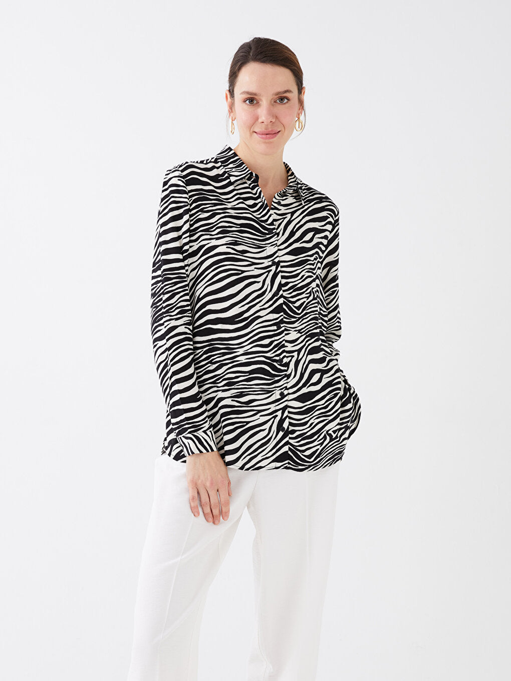 Patterned Long Sleeve Women's Shirt