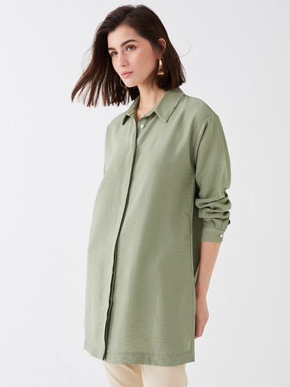 Plain Long Sleeve Women's Shirt Tunic