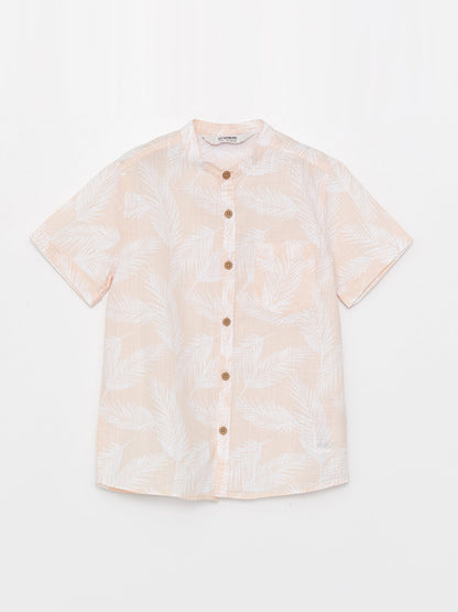 Judge Collar Patterned Short Sleeve Boy's Shirt