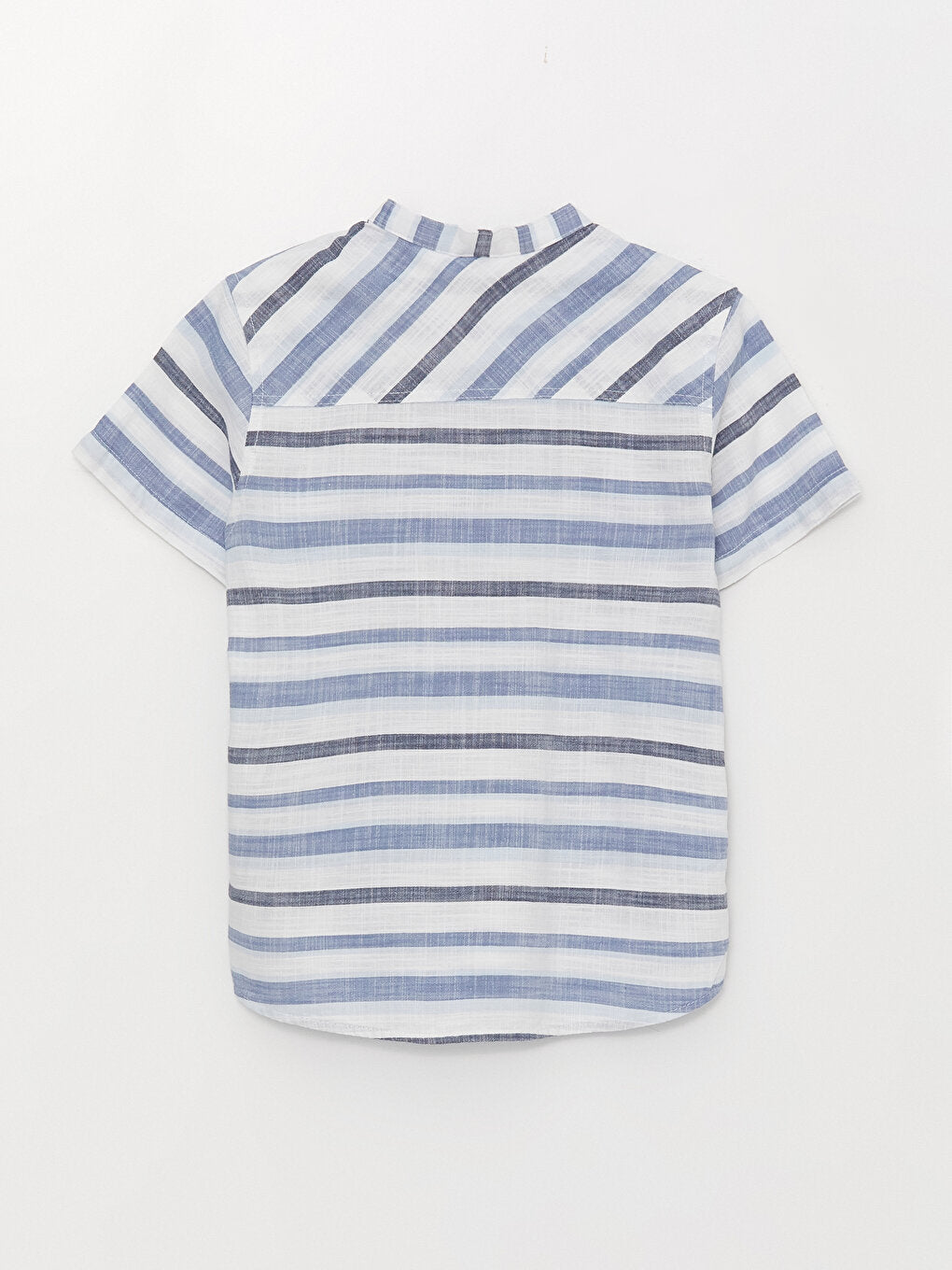 Magnificent Collar Striped Short Sleeve Poplin Boy's Shirt